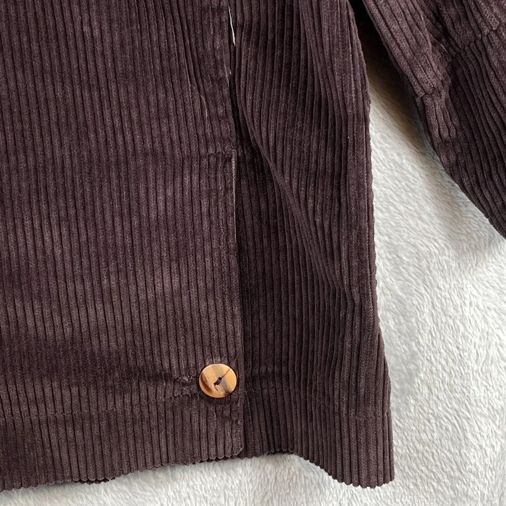 Harve Benard Womens M Chunky Corduroy Jacket Button Front Plum Purple Cotton